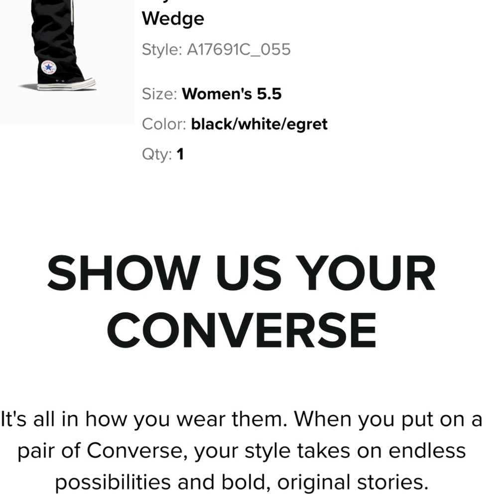 Converse Platform Wedge Sneakers - Black, White, Egret